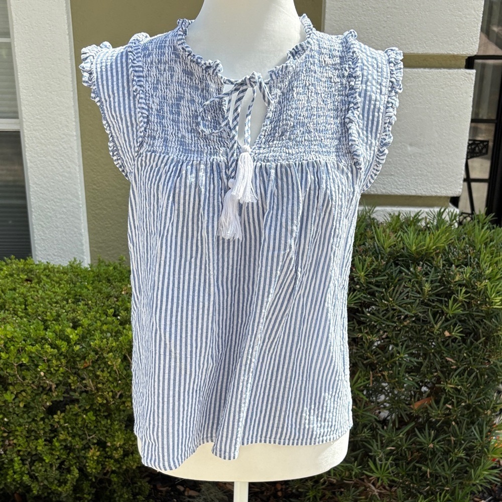 Joie Blue and White Striped Women's Top